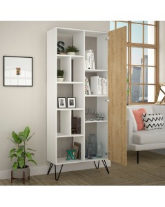 Libreria con Anta Rovere Jedda 80,6x191 Colore Bianco Prezzo