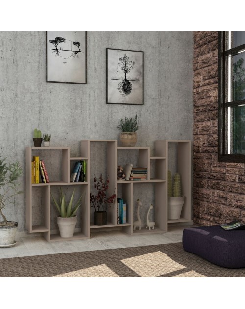 Libreria orizzontale bifacciale Karmato 96x168,5 colore tortora