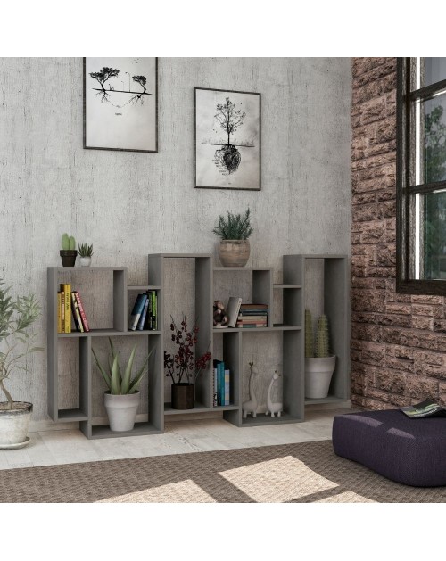 Libreria orizzontale bifacciale Karmato 96x168,5 colore cemento