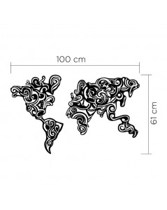 Cornice Decorativa Metallo Nero Mappa Continenti Tribal Prezzo