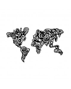 Cornice Decorativa Metallo Nero Mappa Continenti Tribal Prezzo