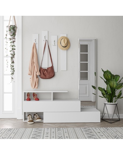 Mobile ingresso con specchio Ramda colore bianco
