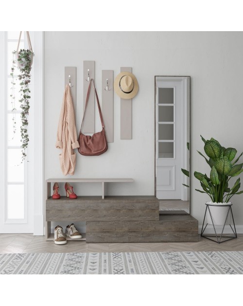 Mobile ingresso con specchio Ramda colore tortora dark coffee
