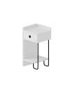 Comodino Sirius bianco con cassetto e gamba in metallo nero sinistro
