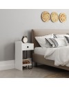 Comodino Sirius bianco con cassetto e gamba in metallo nero sinistro