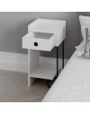 Comodino Sirius bianco con cassetto e gamba in metallo nero sinistro