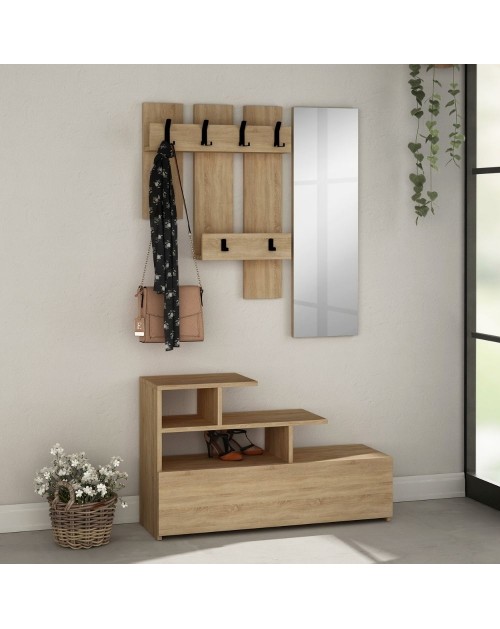 Mobile ingresso rovere oak con scarpiera e specchio Vesty