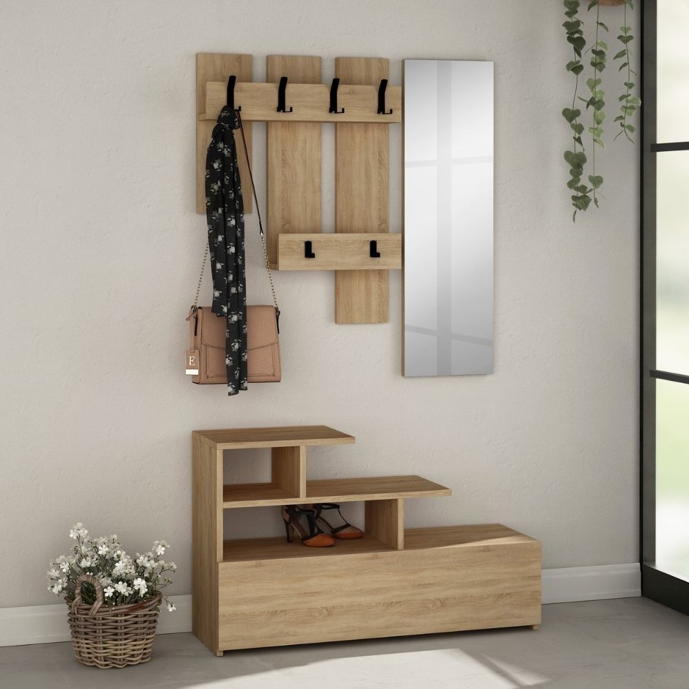 Mobile Ingresso Rovere Con Scarpiera E Specchio Vesty