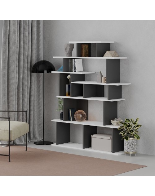 Libreria design bianco antracite Apollon 120x149