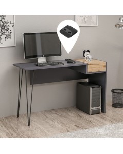 Scrivania Porte USB Candy 121x45 Colore Antracite Noce Prezzo