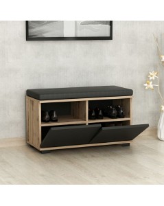 Scarpiera con Pouff Dragoshoe Colore Noce e Nero Prezzo