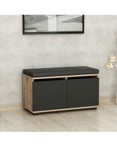 Scarpiera con Pouff Dragoshoe Colore Noce e Nero Prezzo