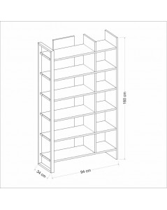 Libreria antracite ripiani noce Leno 94x160
