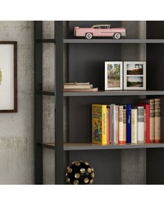Libreria antracite ripiani noce Leno 94x160