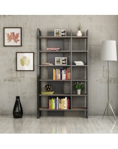 Libreria antracite ripiani noce Leno 94x160