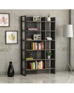 Libreria antracite ripiani noce Leno 94x160