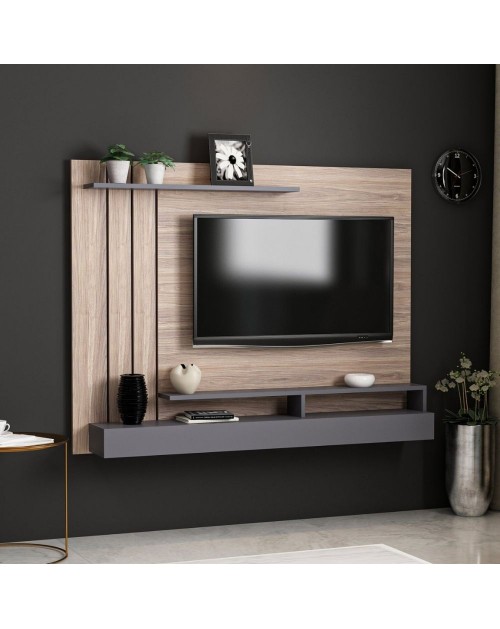 Parete porta tv noce particolari antracite Lawrance 157