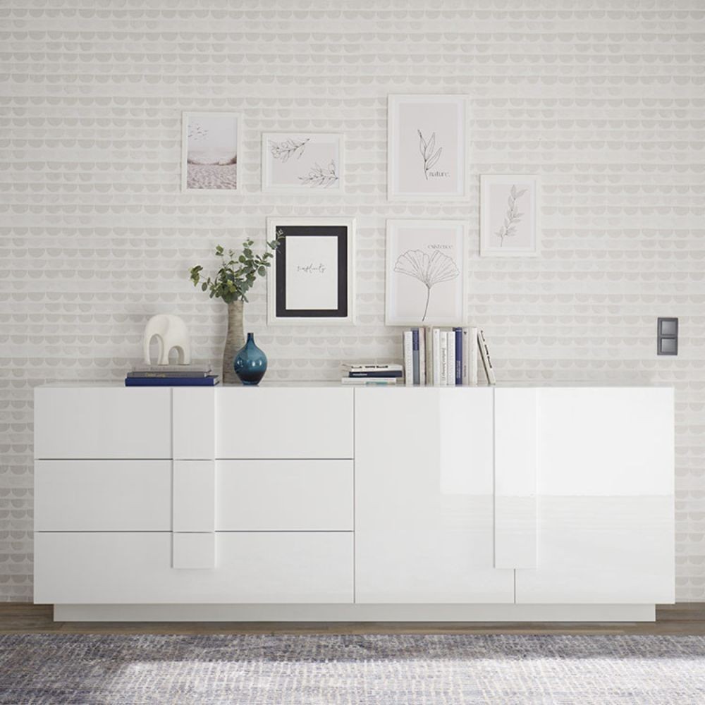 Madia 2 ante 3 cassetti Kliata 241 colore bianco laccato lucido