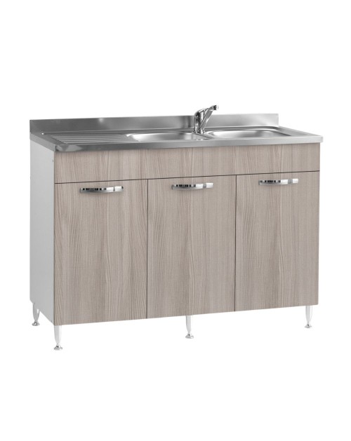Sottolavello 3 ante 120 cm con lavello colore olmo