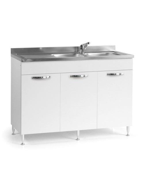 Sottolavello 3 ante 120 cm SENZA LAVELLO colore bianco frassinato