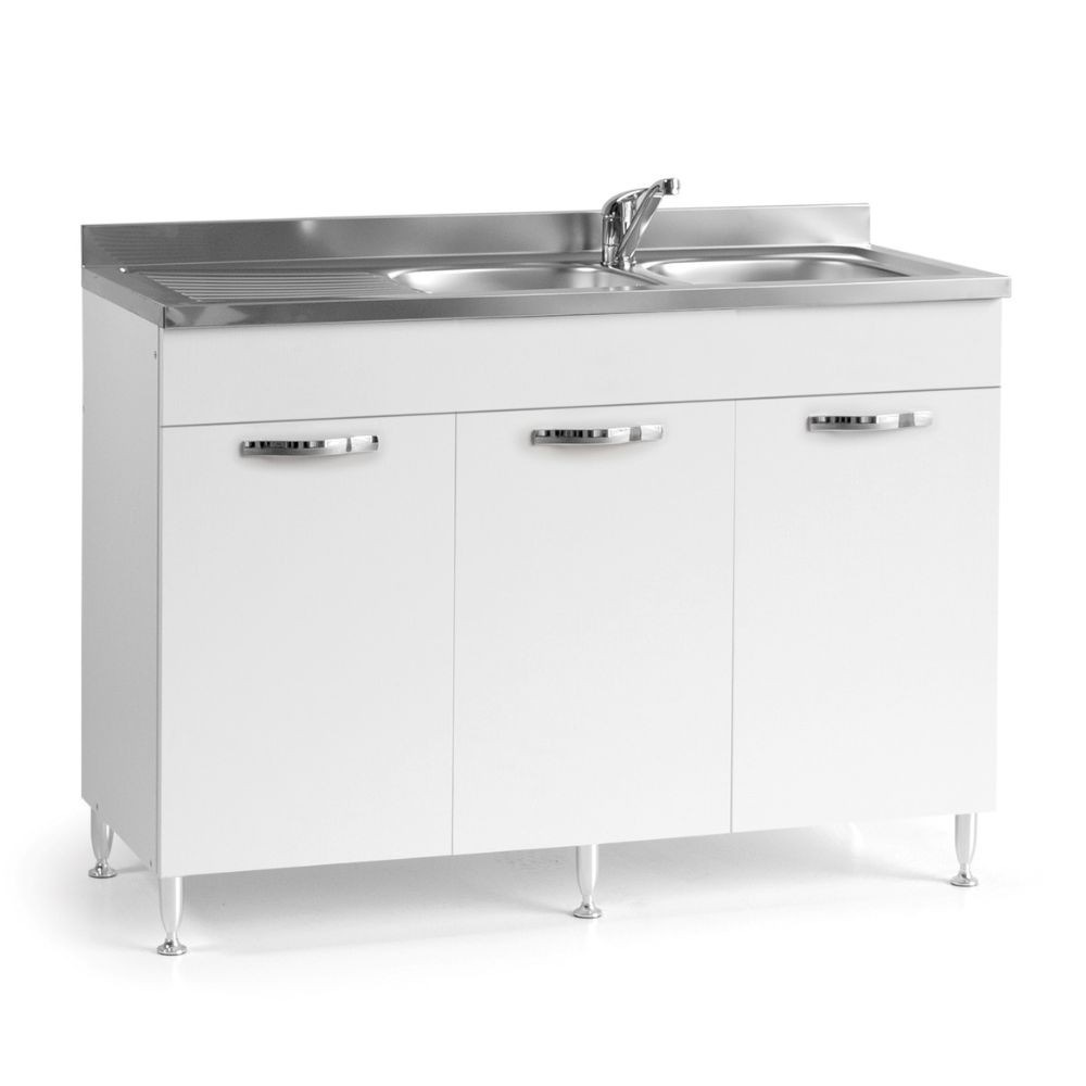 Sottolavello 3 ante 120 cm SENZA LAVELLO colore bianco frassinato