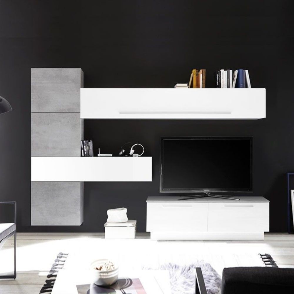 Parete attrezzata Austin colore bianco beton