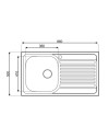 Lavello incasso cucina acciaio 86x50 cm una vasca e gocciolatoio sinistro MP861VSX
