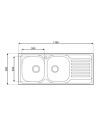 Lavello incasso cucina acciaio 116x50 cm due vasche e gocciolatoio sinistro MP1162SX