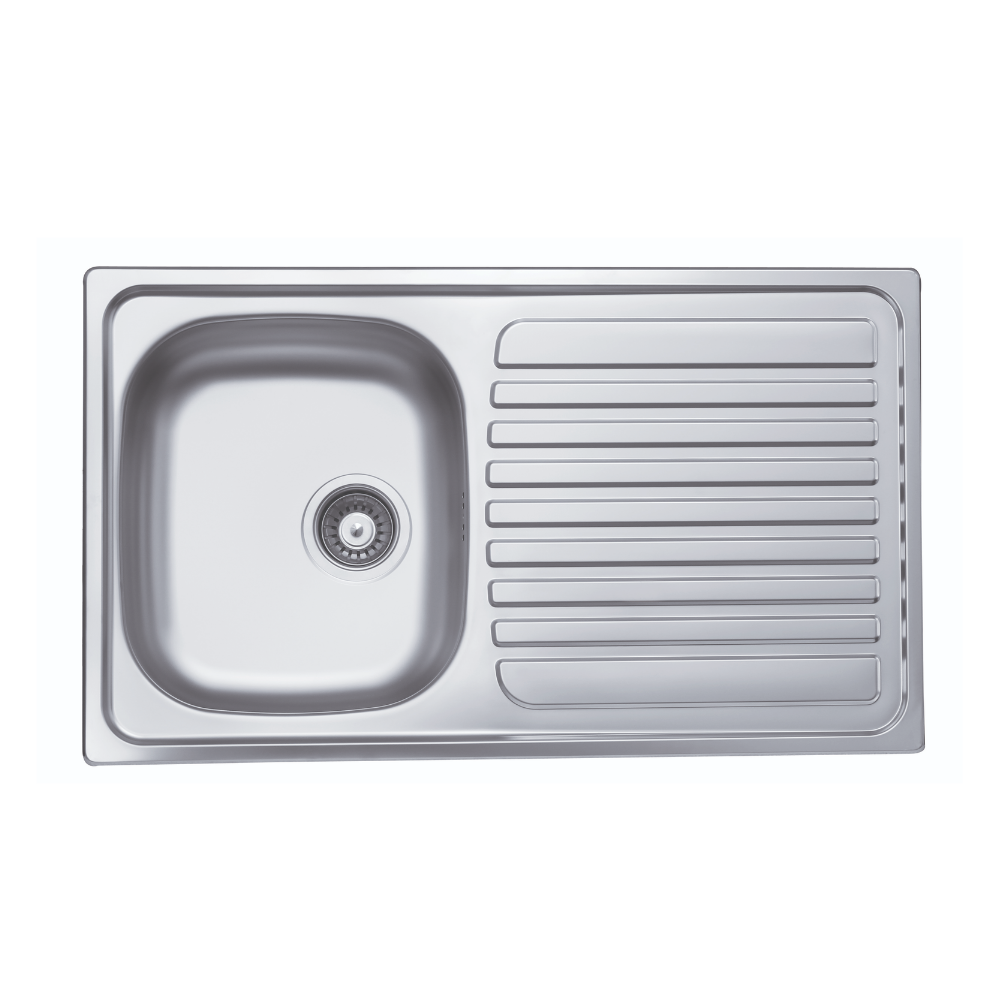 Lavello incasso cucina acciaio 86x50 cm una vasca e gocciolatoio destro SA278DX