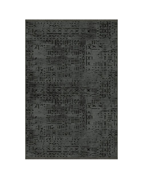 Tappeto ciniglia decorazione geometrica 160x230 antiscivolo Vadi colore antracite