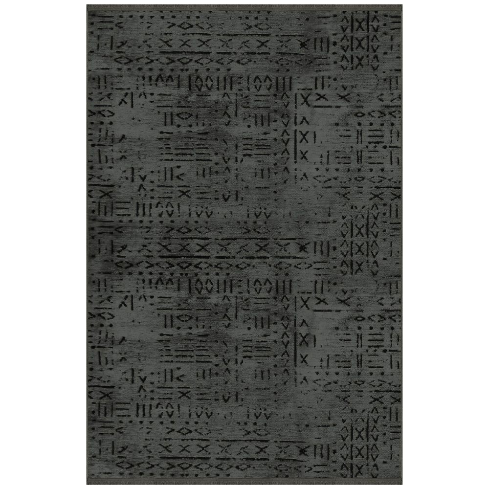 Tappeto ciniglia decorazione geometrica 160x230 antiscivolo Vadi colore antracite