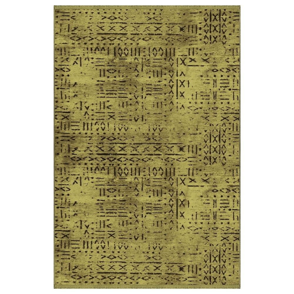 Tappeto ciniglia decorazione geometrica 120x180 antiscivolo Vadi colore verde