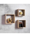 Set 3 mensole da parete forma cubo sonoma Shelvy Cub