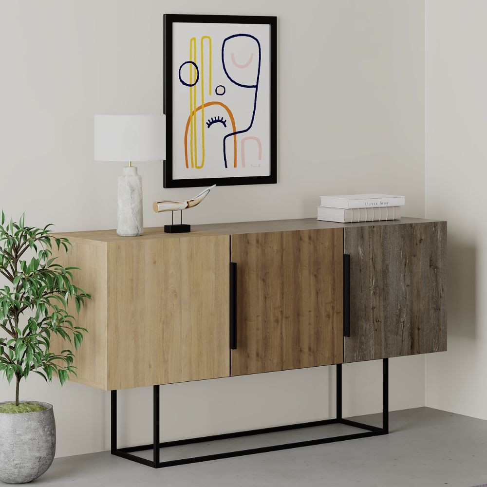 Madia 3 ante Tontini 150 cm colore rovere noce e dark coffe