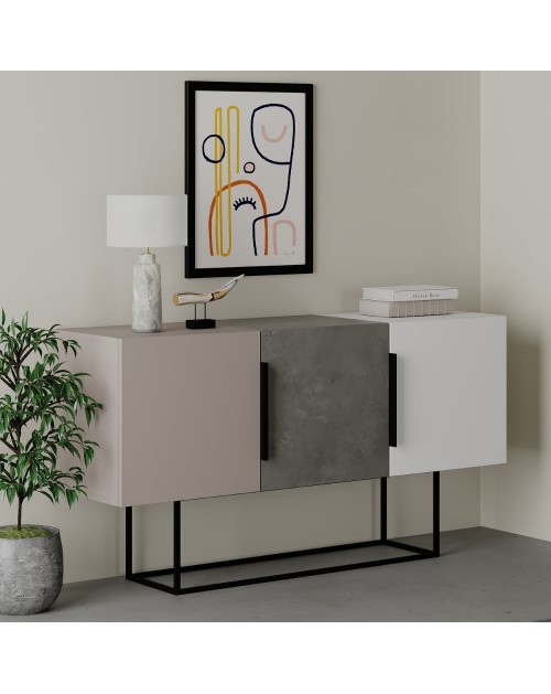 Madia 3 ante Tontini 150 cm colore  tortora cemento bianco