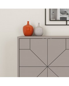Madia 4 ante con disegno geometrico Dune 123x35x77,4 colore tortora