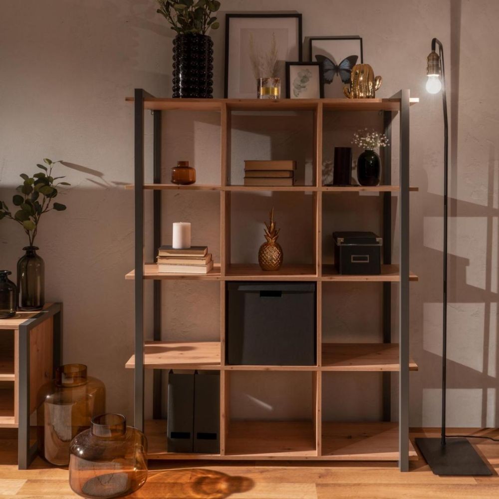 Libreria rovere quercia a cubi con profili antracite Denver 31