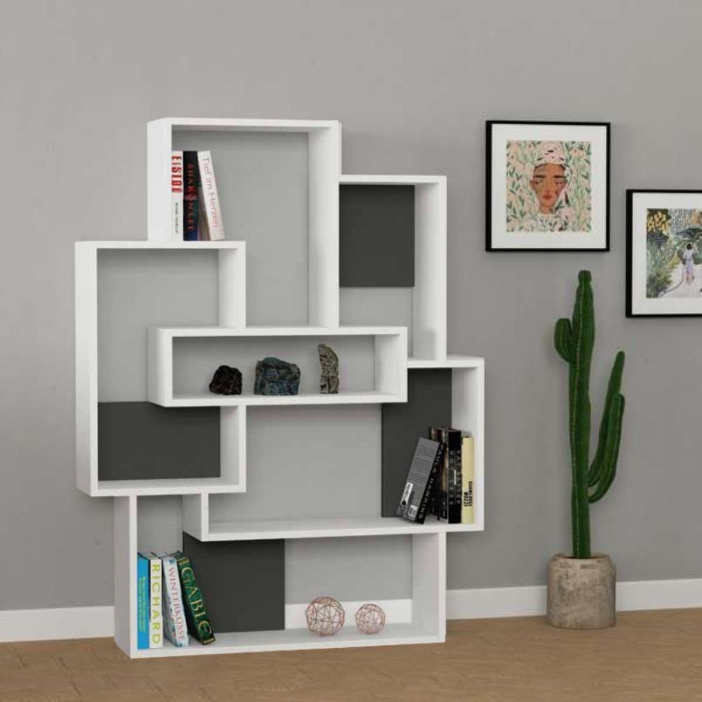 Libreria bianco antracite 101x22x132h design Barce