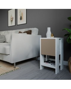 Comodino Ema Bianco Tortora Anta Ribalta 30x30x55h Prezzo