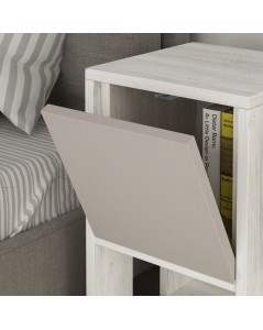 Comodino Ema Bianco Tortora Anta Ribalta 30x30x55h Prezzo