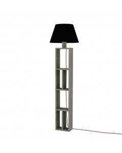 Lampada da Terra in Legno con Libreria Giorno 45x163,5 Dark Coffee