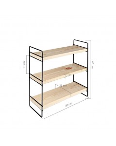 Scaffale d'Appoggio 3 Ripiani 40x13x40 Hobby ASZ1571 Colore Nero