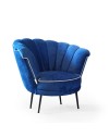 Poltrona a conchiglia Orel in velluto colore blu navy bordo grigio