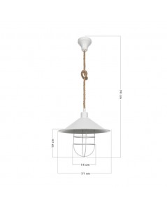 Lampada a Sospensione metallo bianco e corda iuta Bulut ASZ0631