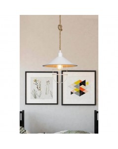 Lampada a Sospensione metallo bianco e corda iuta Bulut ASZ0631