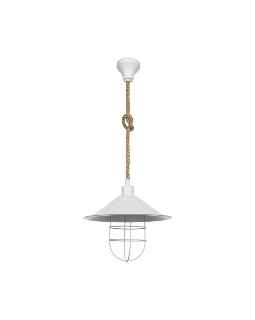 Lampada a sospensione metallo bianco e corda iuta Bulut ASZ0631
