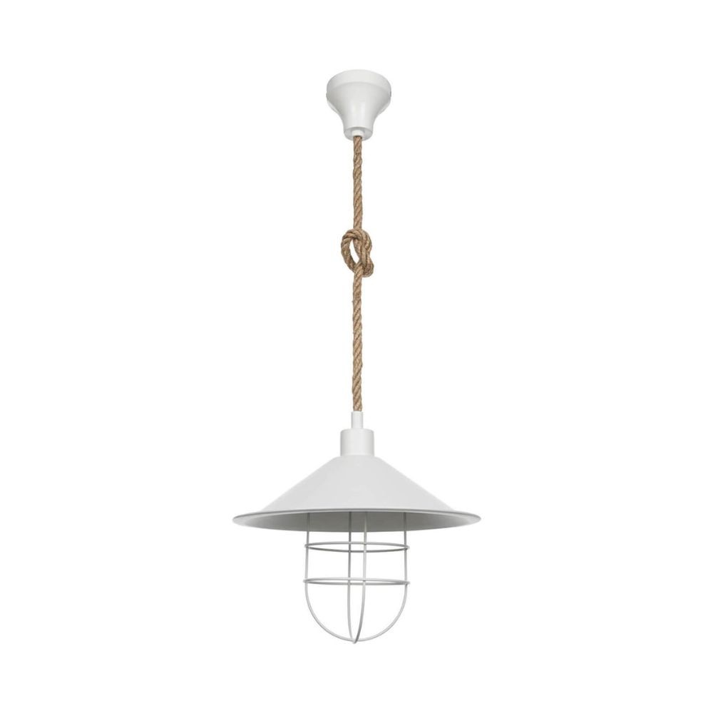 Lampada a sospensione metallo bianco e corda iuta Bulut ASZ0631