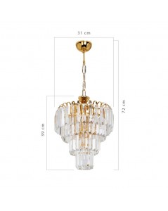 Lampada a sospensione a 3 luci Miranda MDL3831 vetro e oro