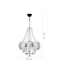 Lampada a Sospensione vetro decorato e pietre effetto cristallo Yon