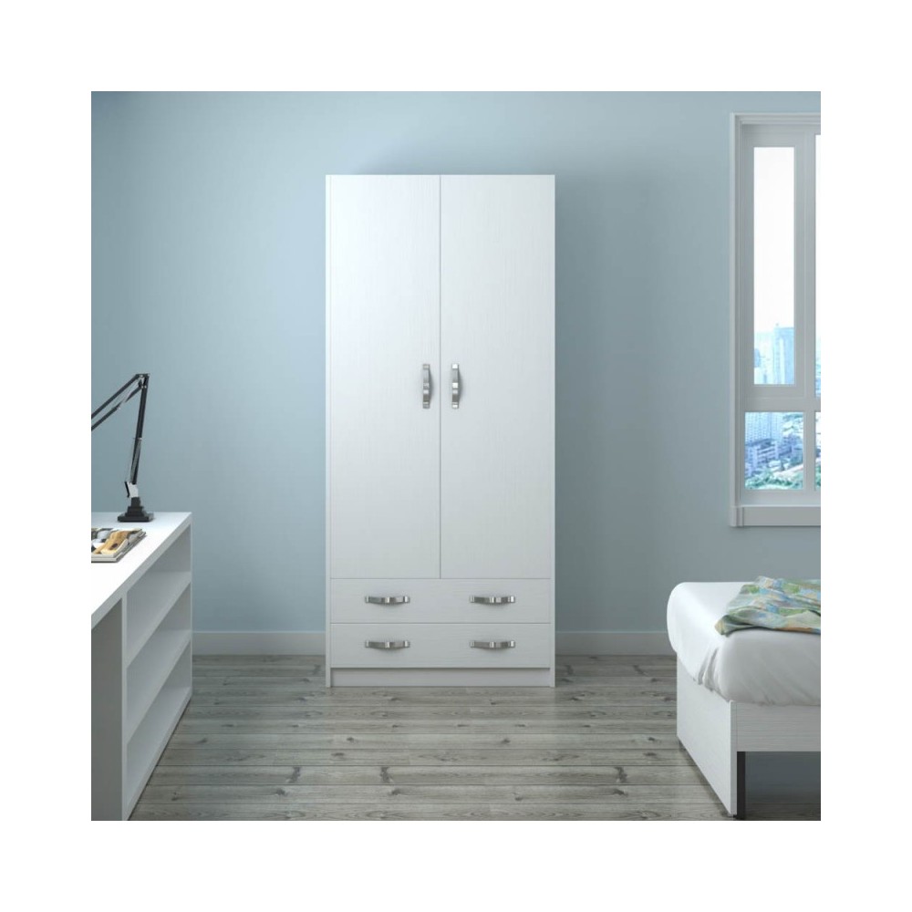 Armadio due ante e cassetti 91x52x210h colore bianco ARM290C